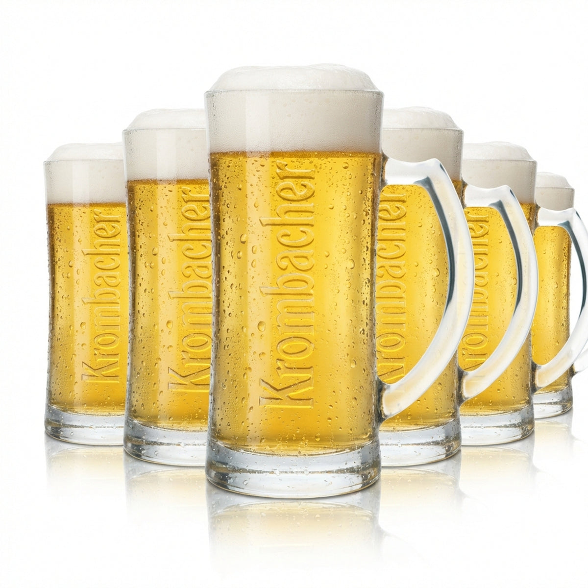 6 bicchieri da birra Krombacher 0,4 l, esclusivi, con manico e rilievo Rastal