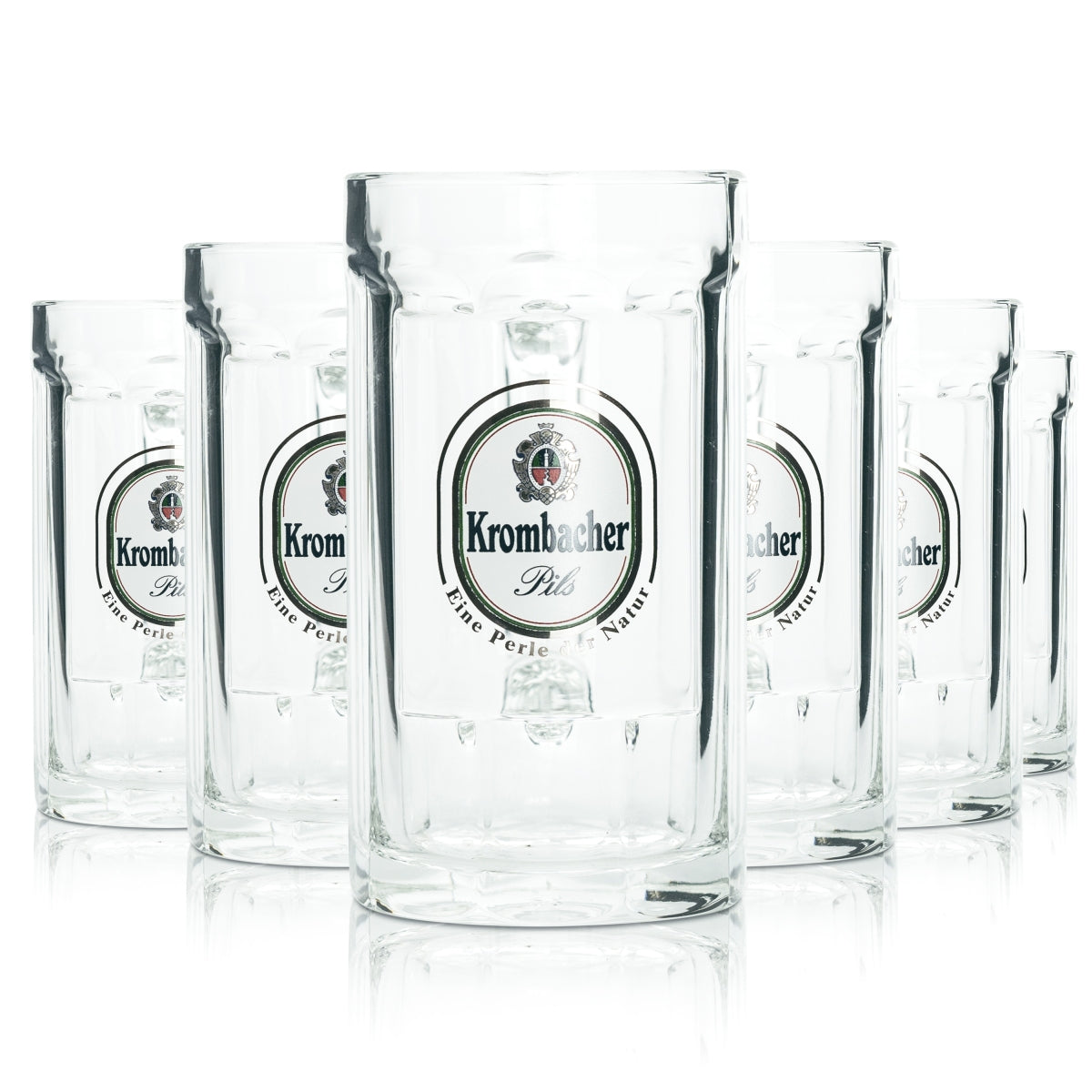 6 bicchieri da birra Krombacher 0,3 l boccale Humpen Seidel Contour calibrati per uso gastronomico