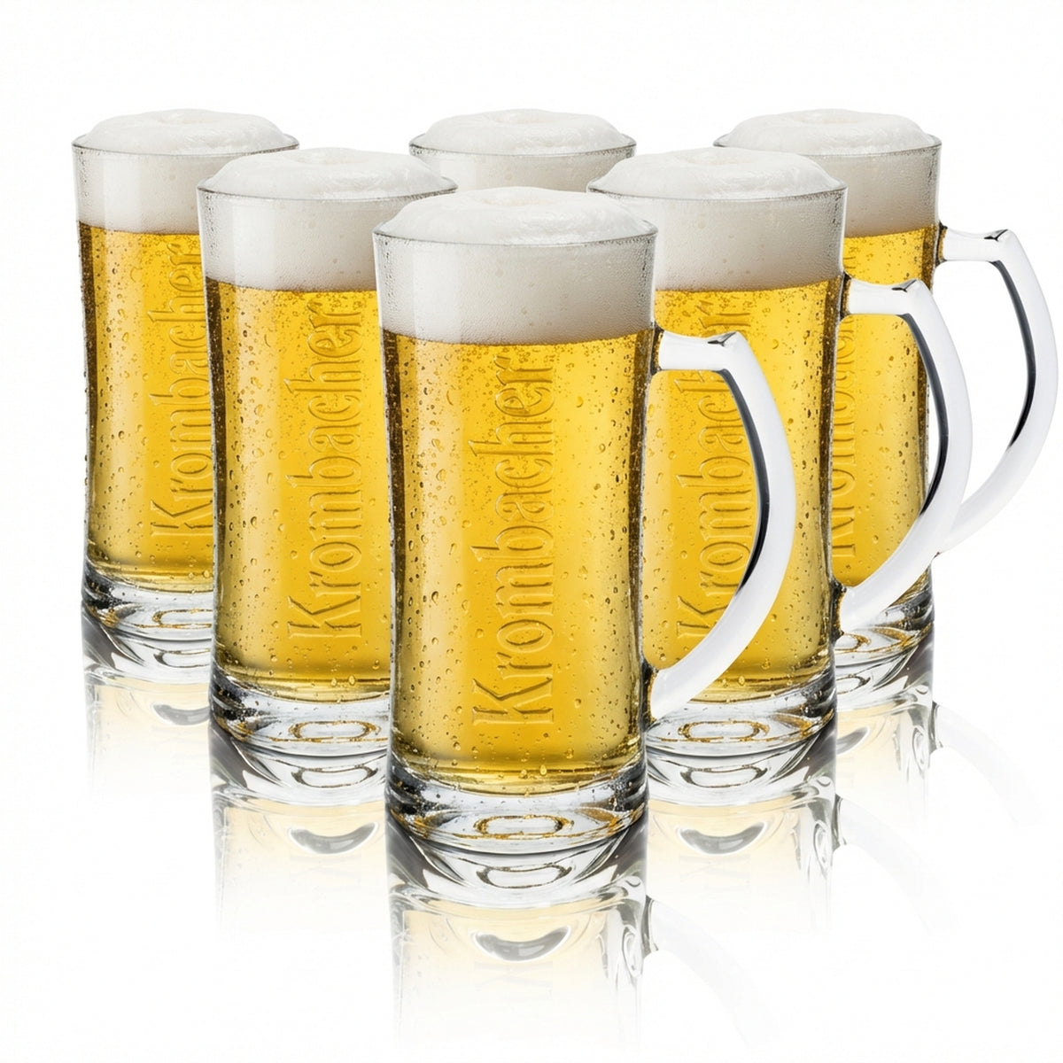6 bicchieri Krombacher da 0,5 l, boccale Humpen Seidel con rilievo, birra Pils Gastro Eiche