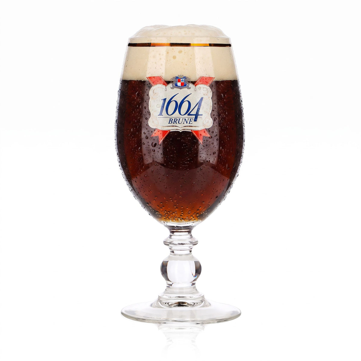 6 bicchieri da birra Kronenbourg 1664 da 0,25 l, a calice/a coppa con bordo dorato – Vista 2