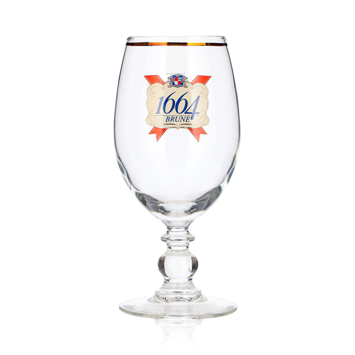 6 bicchieri da birra Kronenbourg 1664 da 0,25 l, a calice/a coppa con bordo dorato – Vista 3