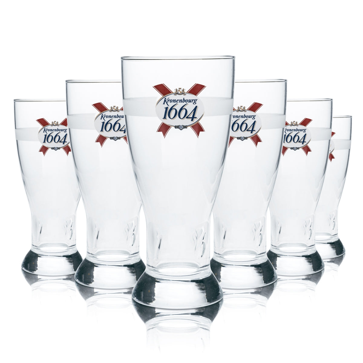 6 bicchieri da birra Kronenbourg 1664 da 0,5 l, forma a calice, Francia, birra chiara lager