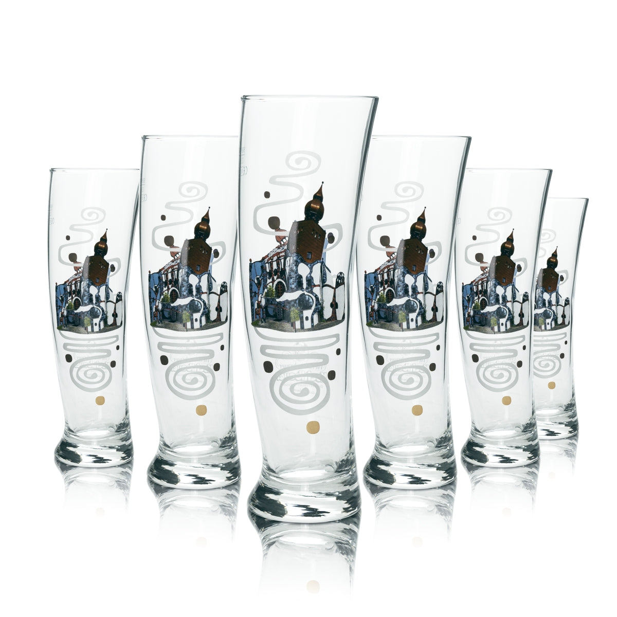 6 bicchieri da birra Kuchlbauer 0,5 l birra bianca Design Kunsthaus Abensberg Bicchieri Lievito