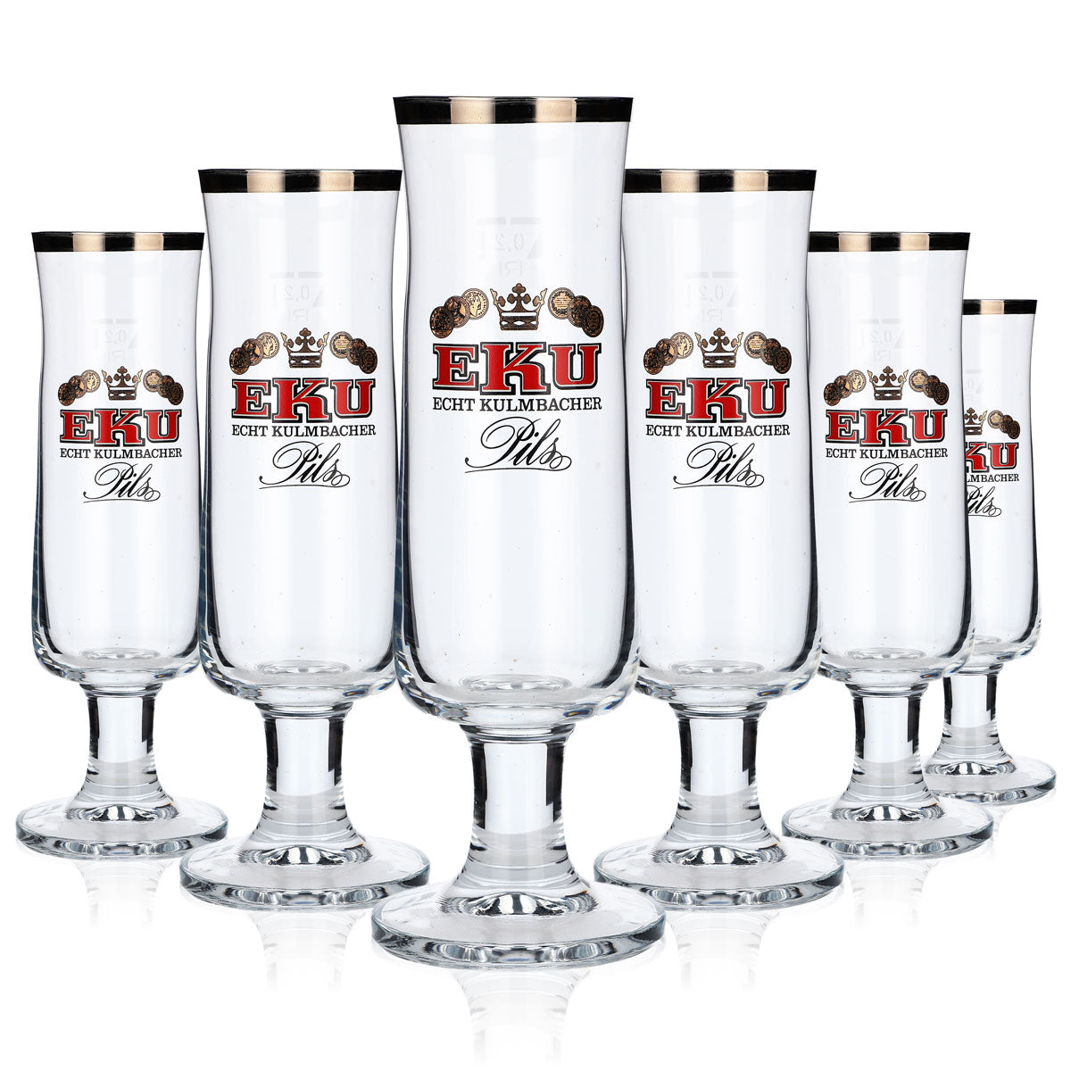6 bicchieri da birra Kulmbacher Reichelbräu 0,2 l, design a forma di coppa, set di bicchieri EKU Pils Brauerei – Vista 5