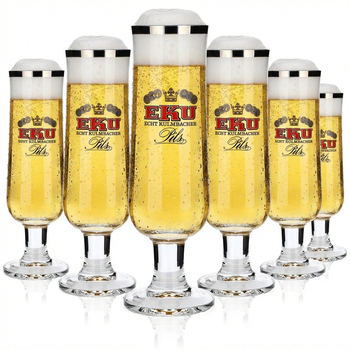 6 bicchieri da birra Kulmbacher Reichelbräu 0,3 l, design a forma di coppa, set di bicchieri EKU Pils Brauerei