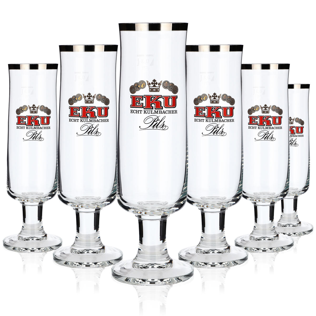 6 bicchieri da birra Kulmbacher Reichelbräu 0,3 l, design a forma di coppa, set di bicchieri EKU Pils Brauerei – Vista 5