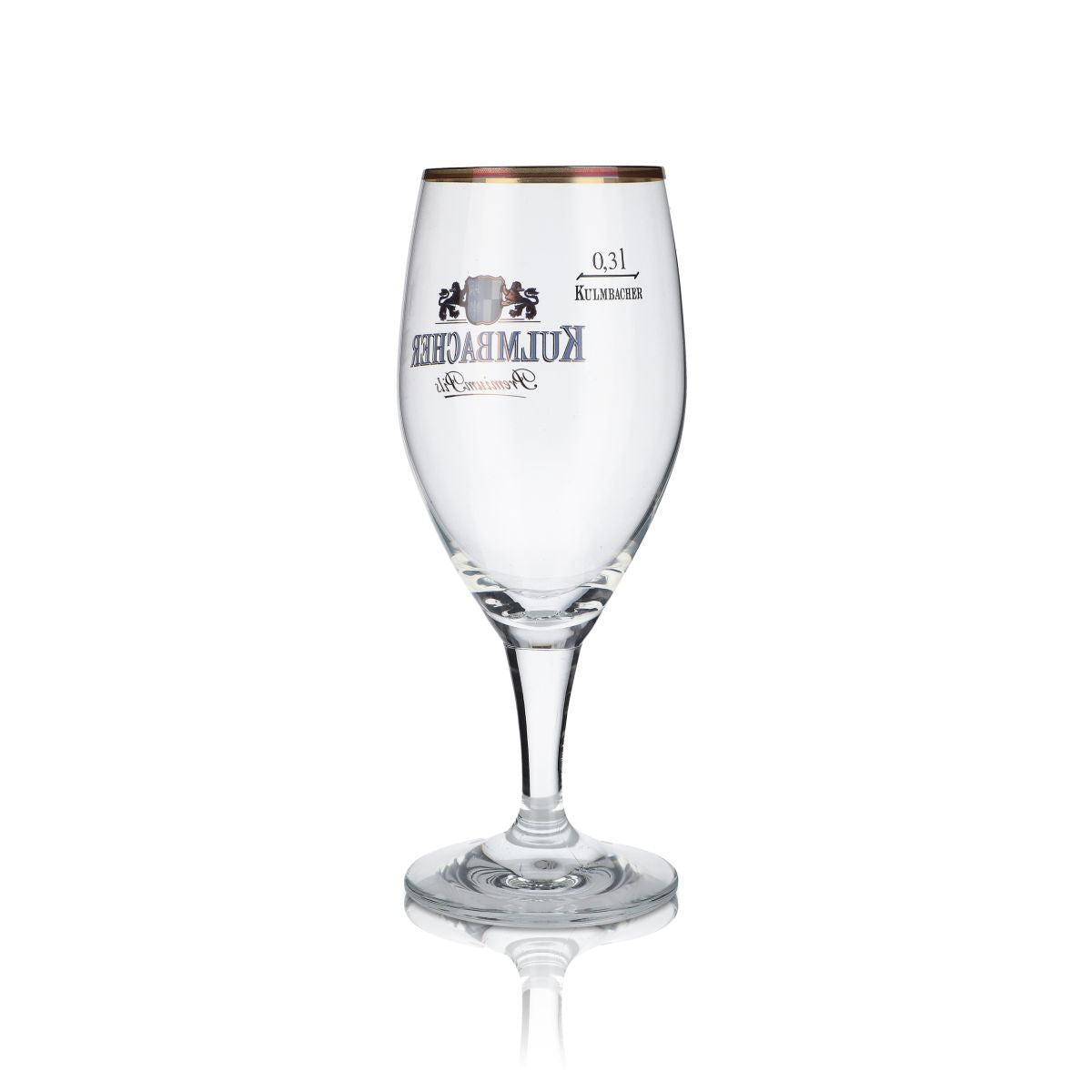 6 bicchieri Kulmbacher Reichelbräu da 0,3 l, forma a coppa, bordo dorato, scritta blu – Vista 3