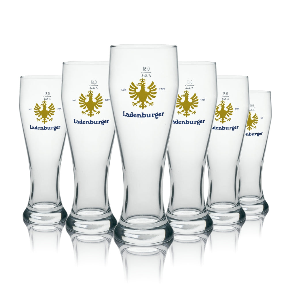 6 bicchieri da birra Ladenburger in vetro per birra di frumento da 0,5 l