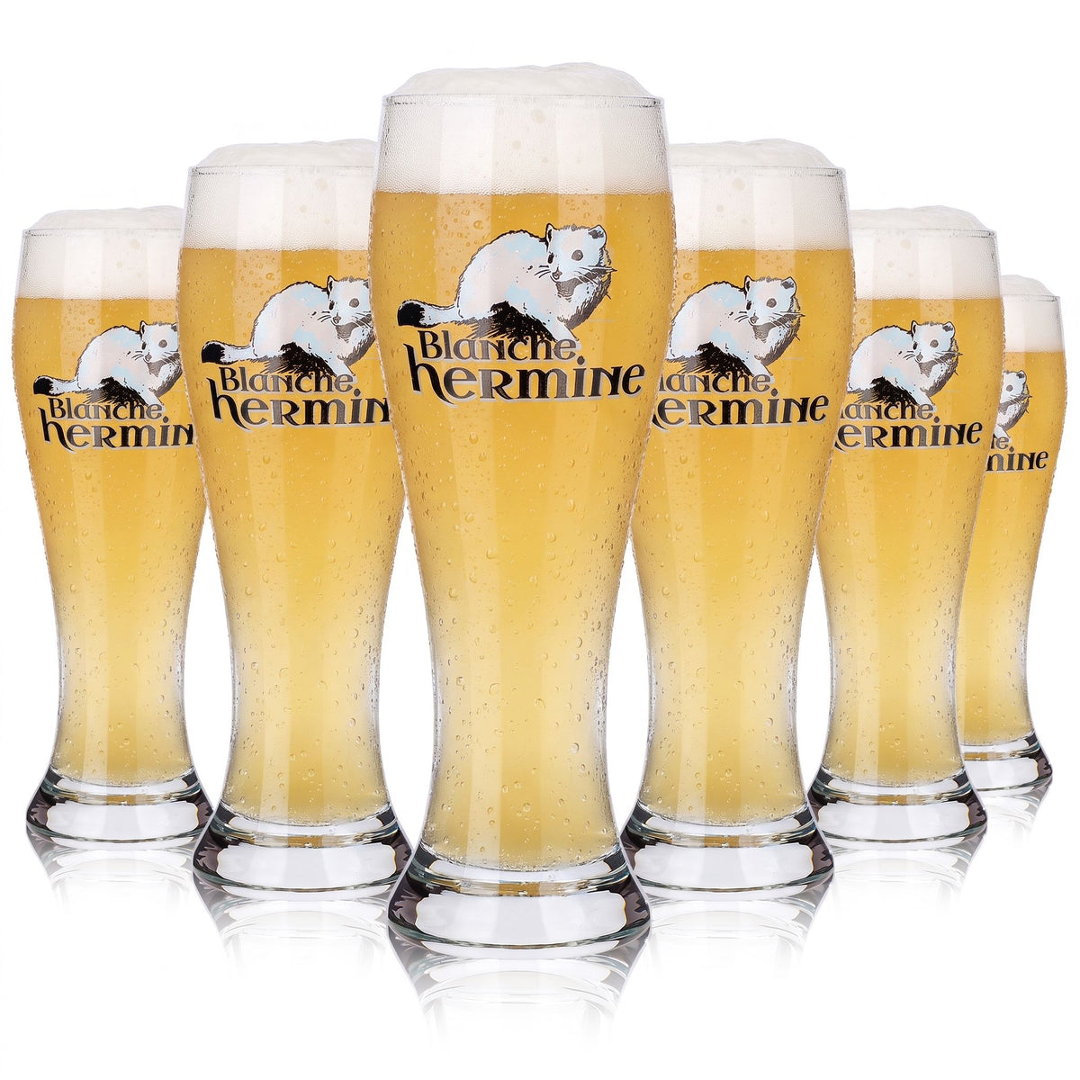 6 bicchieri da birra Lancelot da 25 cl + 1 boccale da 33 cl Blanche Hermine