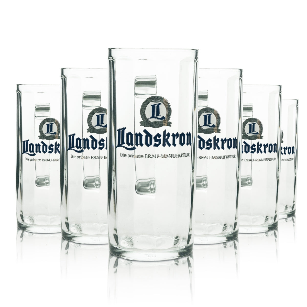 6 bicchieri da birra Landskron 0,5 l con logo blu e oro Sahm