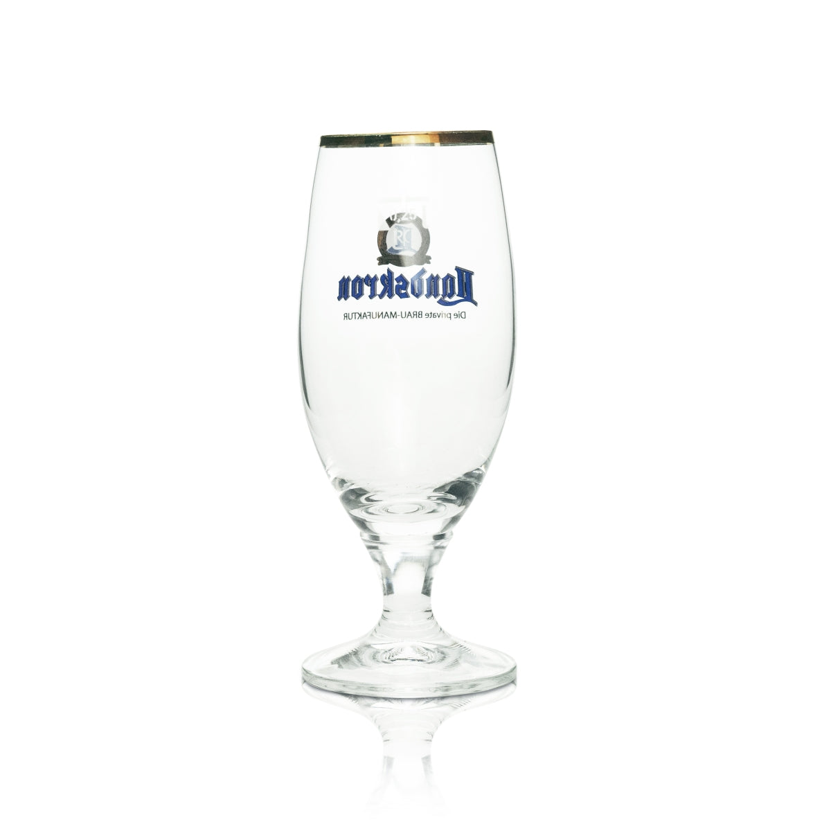 6 bicchieri da birra Landskron 0,25 l con logo blu e oro e bordo dorato – Vista 3