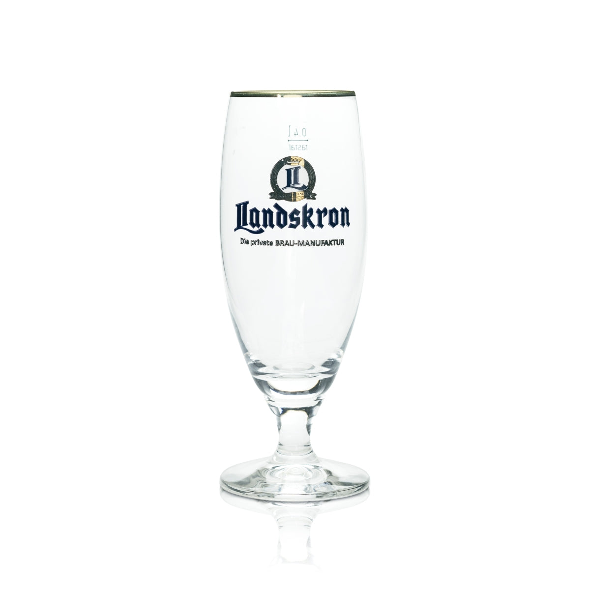 6 bicchieri da birra Landskron 0,4 l con bordo dorato, forma tulipano e stelo Rastal, birrificio – Vista 2