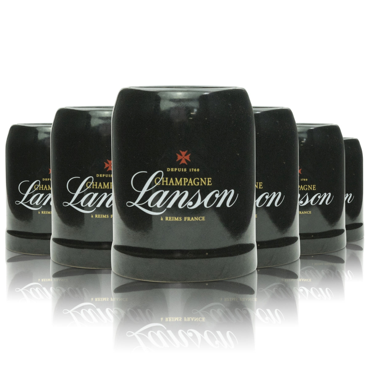 6 bicchieri da champagne Lanson in ceramica nera, piccoli