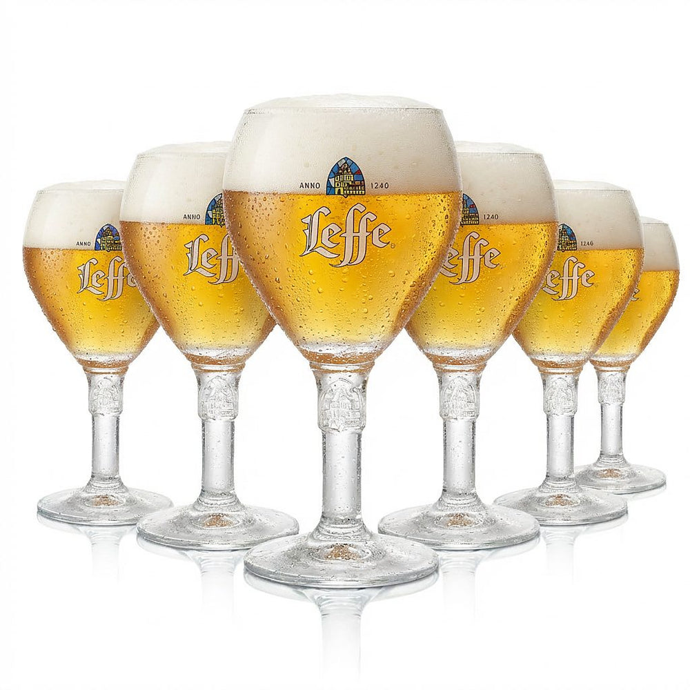 6 bicchieri da birra Leffe da 0,33 l – Bicchieri a calice di design Birra belga Blonde Brown