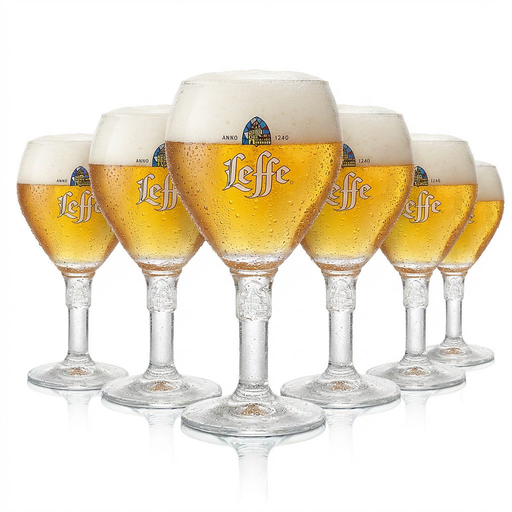6 bicchieri da birra Leffe da 0,33 l – Bicchieri a calice di design Birra belga Blonde Brown