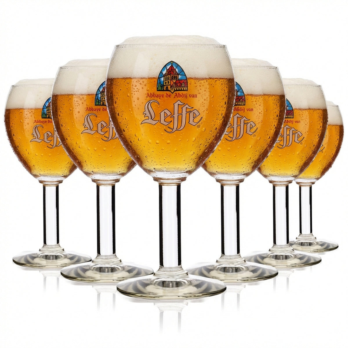 6 bicchieri Leffe 0,25 l a forma di coppa/tulipano Bicchieri da birra Belgio con stelo normale