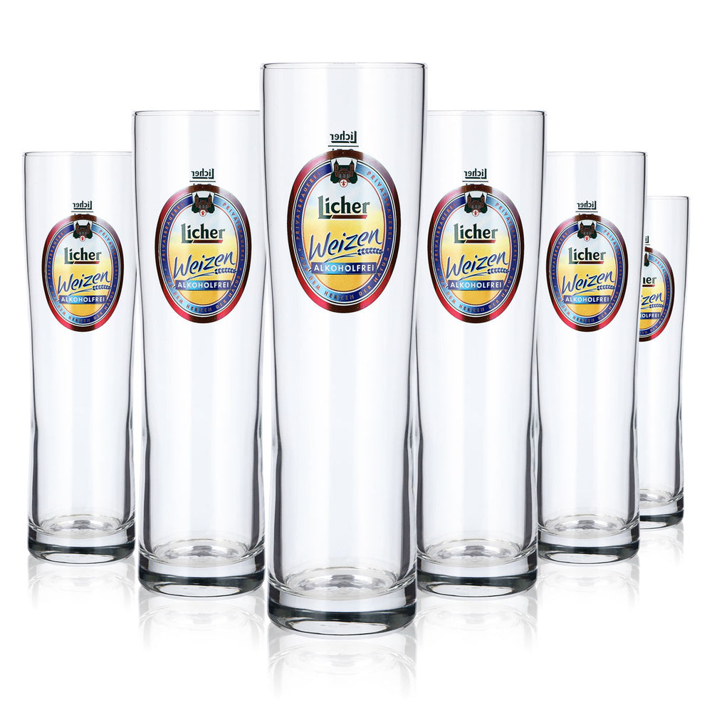 6 bicchieri da birra Licher da 0,5 l, bicchieri da birra di frumento, senza alcol, bicchieri da birra di frumento
