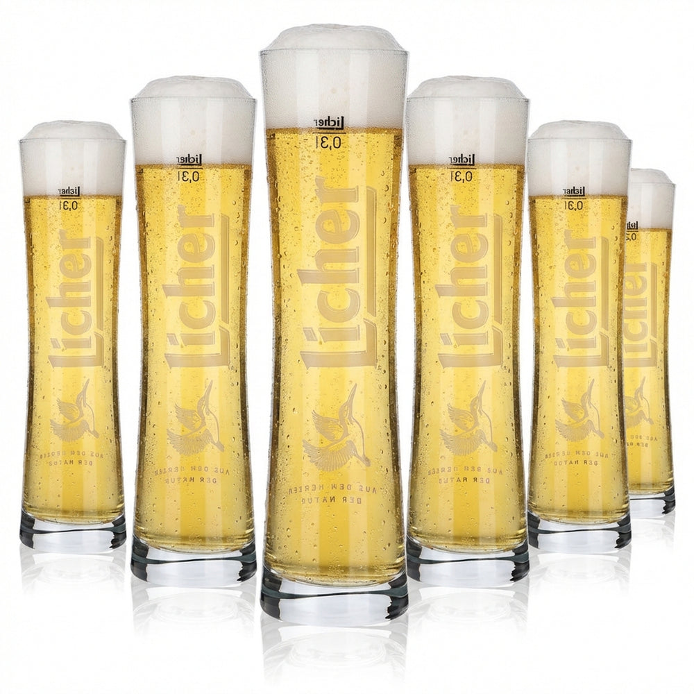 6 bicchieri Licher 0,3 l bicchieri da birra di design Set di bicchieri a forma di bottiglia Birrificio Hessen