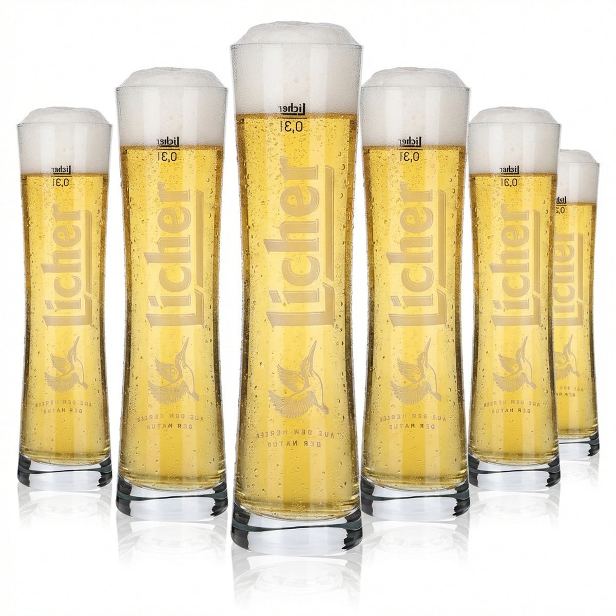6 bicchieri Licher 0,3 l bicchieri da birra di design Set di bicchieri a forma di bottiglia Birrificio Hessen