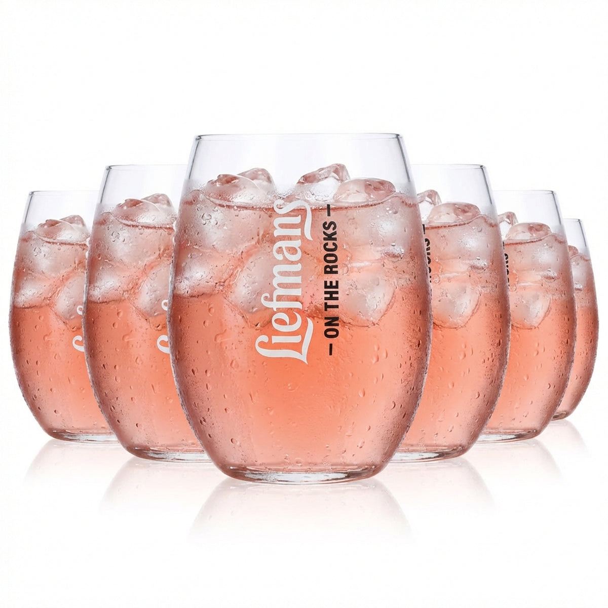 6 bicchieri da birra Liefmans 0,43 l tumbler bombato  logo verticale On the Rocks