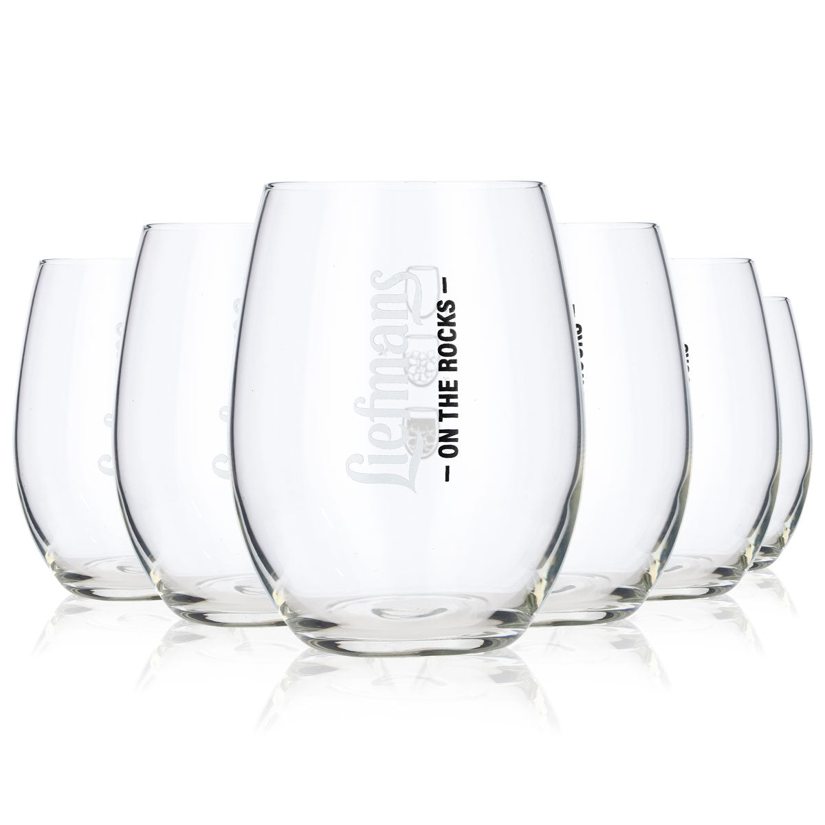 6 bicchieri da birra Liefmans 0,43 l tumbler bombato  logo verticale On the Rocks – Vista 5