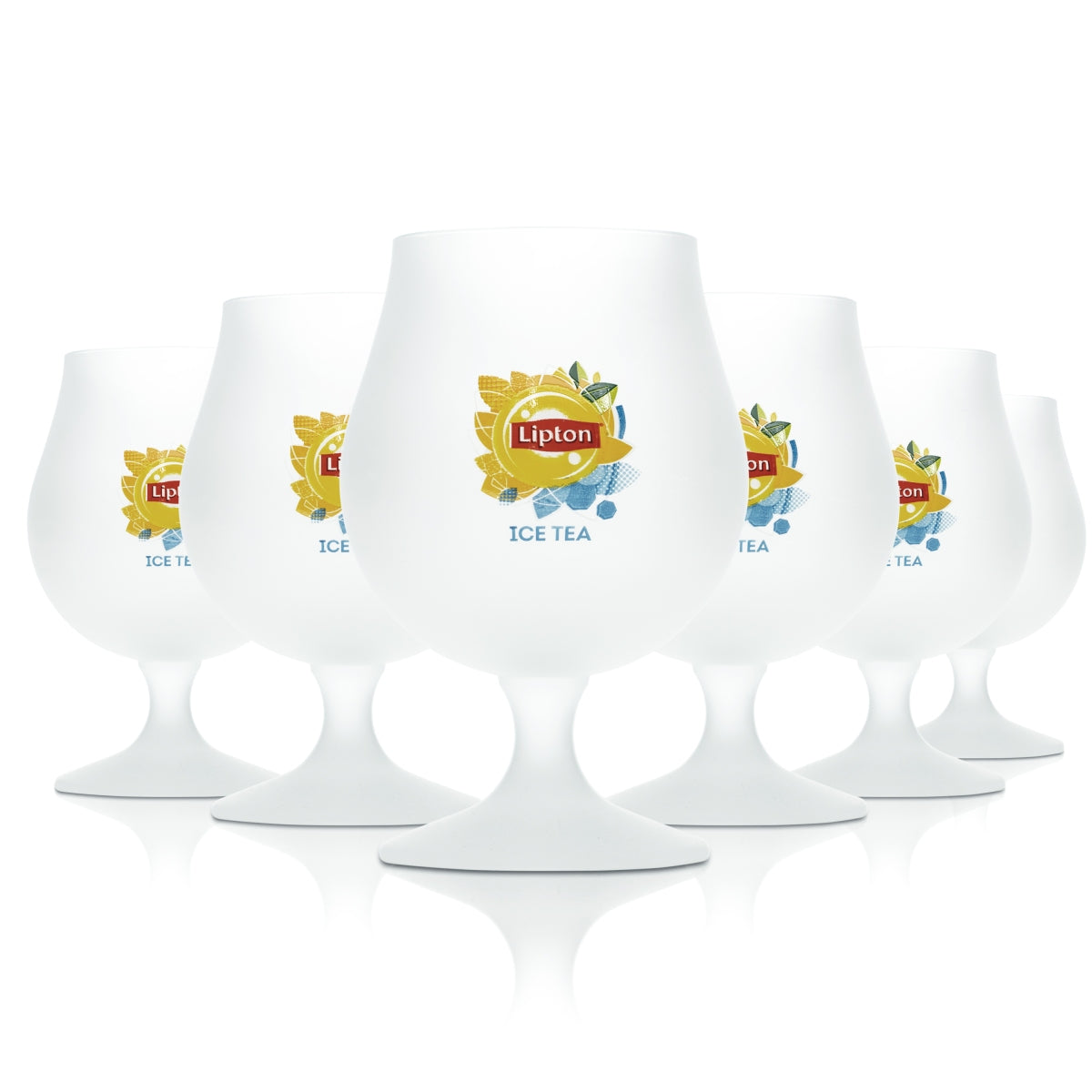 6x bicchieri da tè freddo Lipton 0,3 l, forma tulipano smerigliato, bicchieri da cocktail long drink