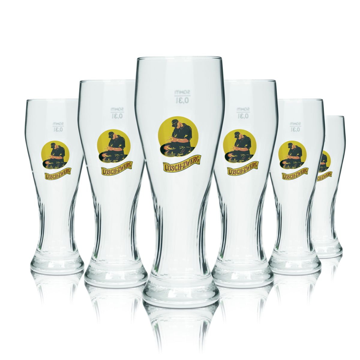 6 bicchieri da birra bianca Löschzwerg da 0,3 l Contorno Bicchieri da birra Hefeweizen Birrificio Gastro Calibrati