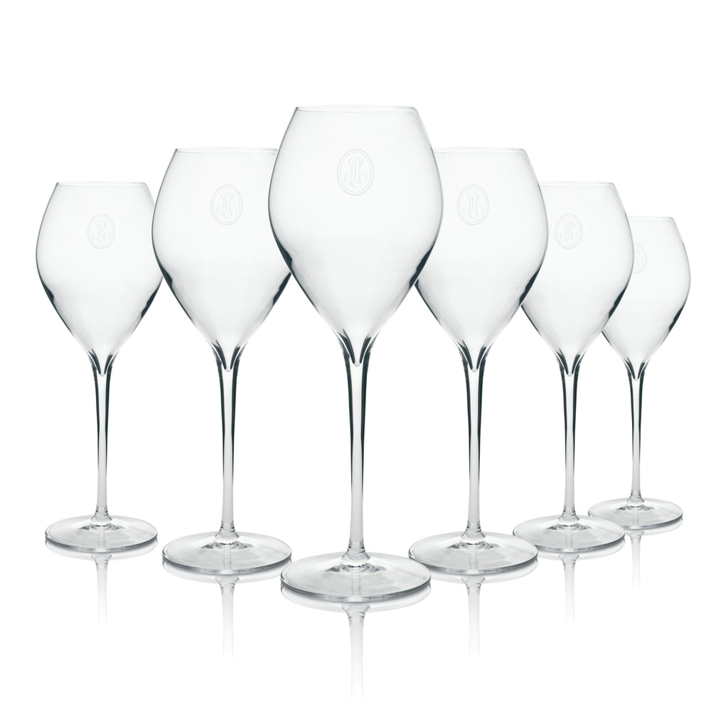 6 bicchieri da champagne Louis Roederer a forma di flauto con logo