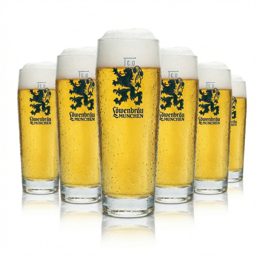 6 bicchieri da birra Löwenbräu da 0,3 l Nuovo logo! Bicchieri Willi Cup Beer Helles Bar