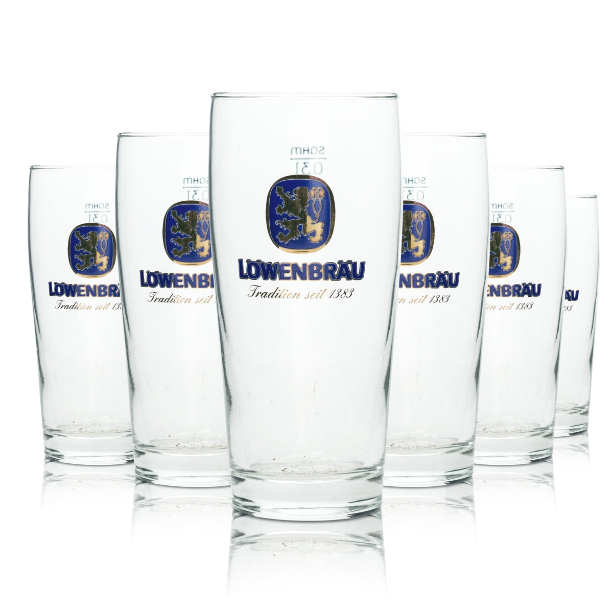 6 bicchieri da birra Löwenbräu da 0,3 l Sahm Willi Bicchieri Pils Helles Export Birrificio