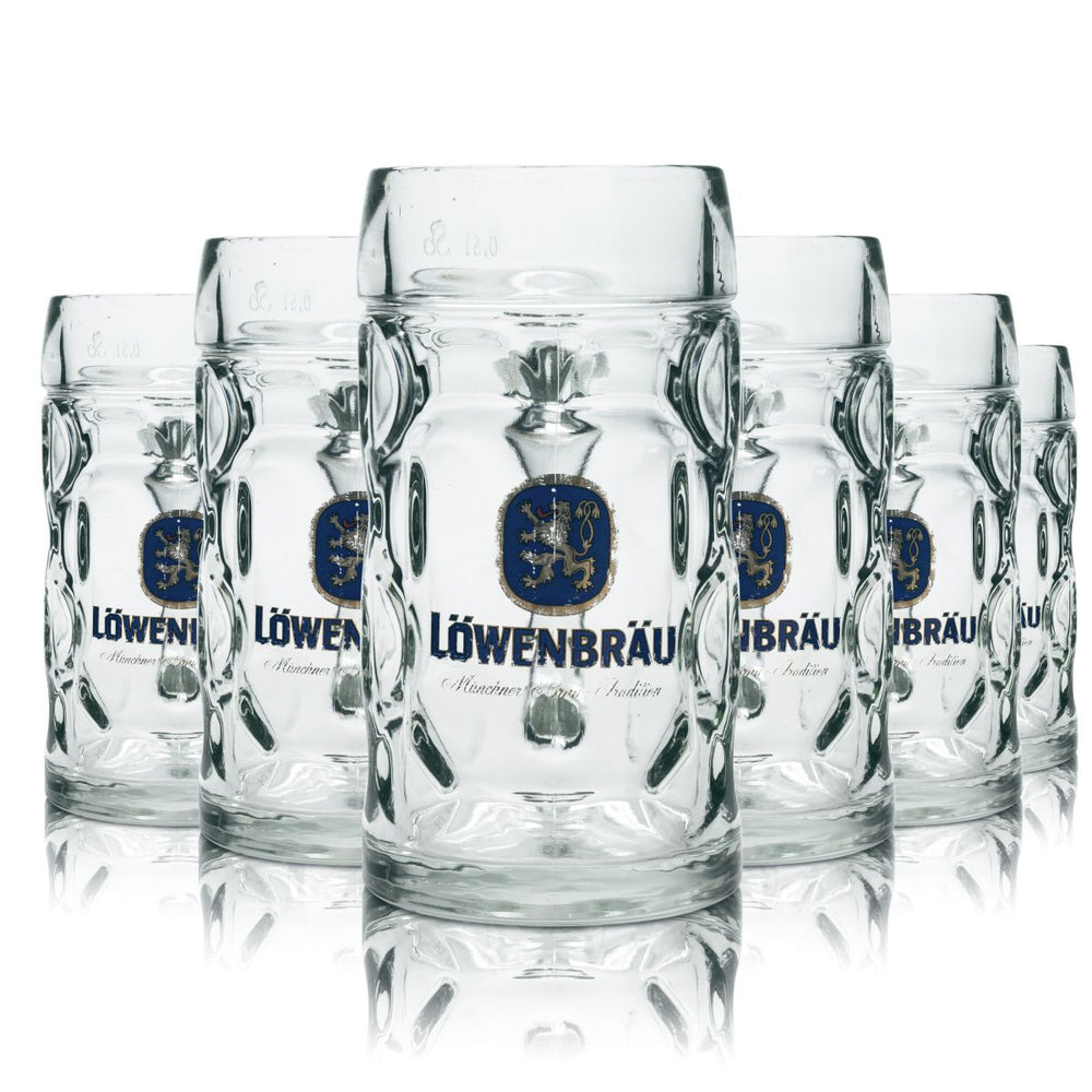 6 bicchieri da birra Löwenbräu da 0,5 l, boccale da birra Seidel, set di bicchieri B-WARE
