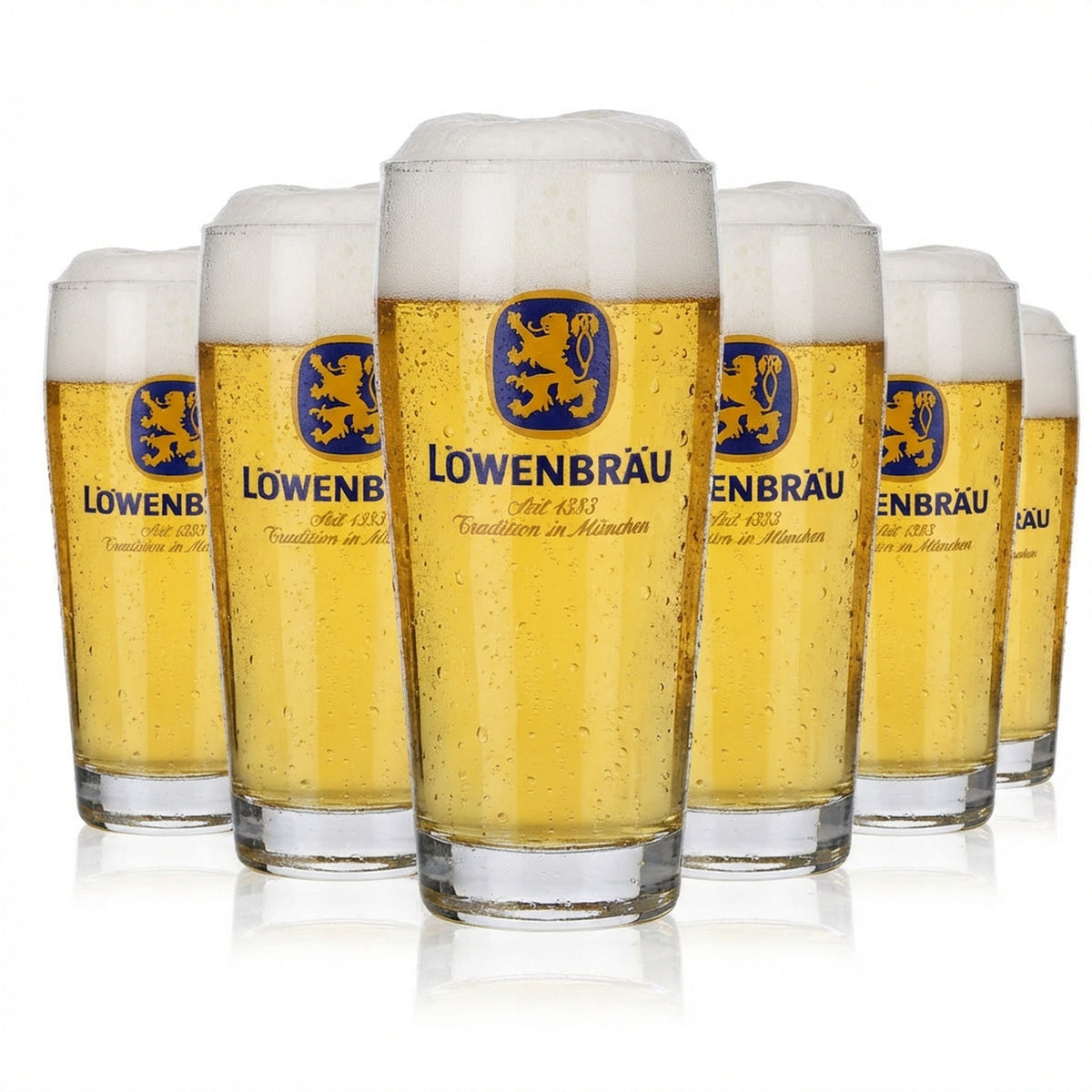 6 bicchieri Löwenbräu da 0,25 l Set di bicchieri da birra Willibecher Birra chiara Birrificio Baviera Gastronomia