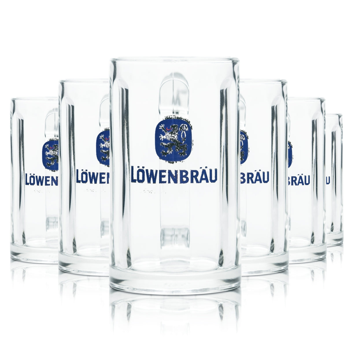6 bicchieri Löwenbräu da 0,2 l, bicchieri da birra con profilo, boccale, boccale da birra, birrificio, ristorazione