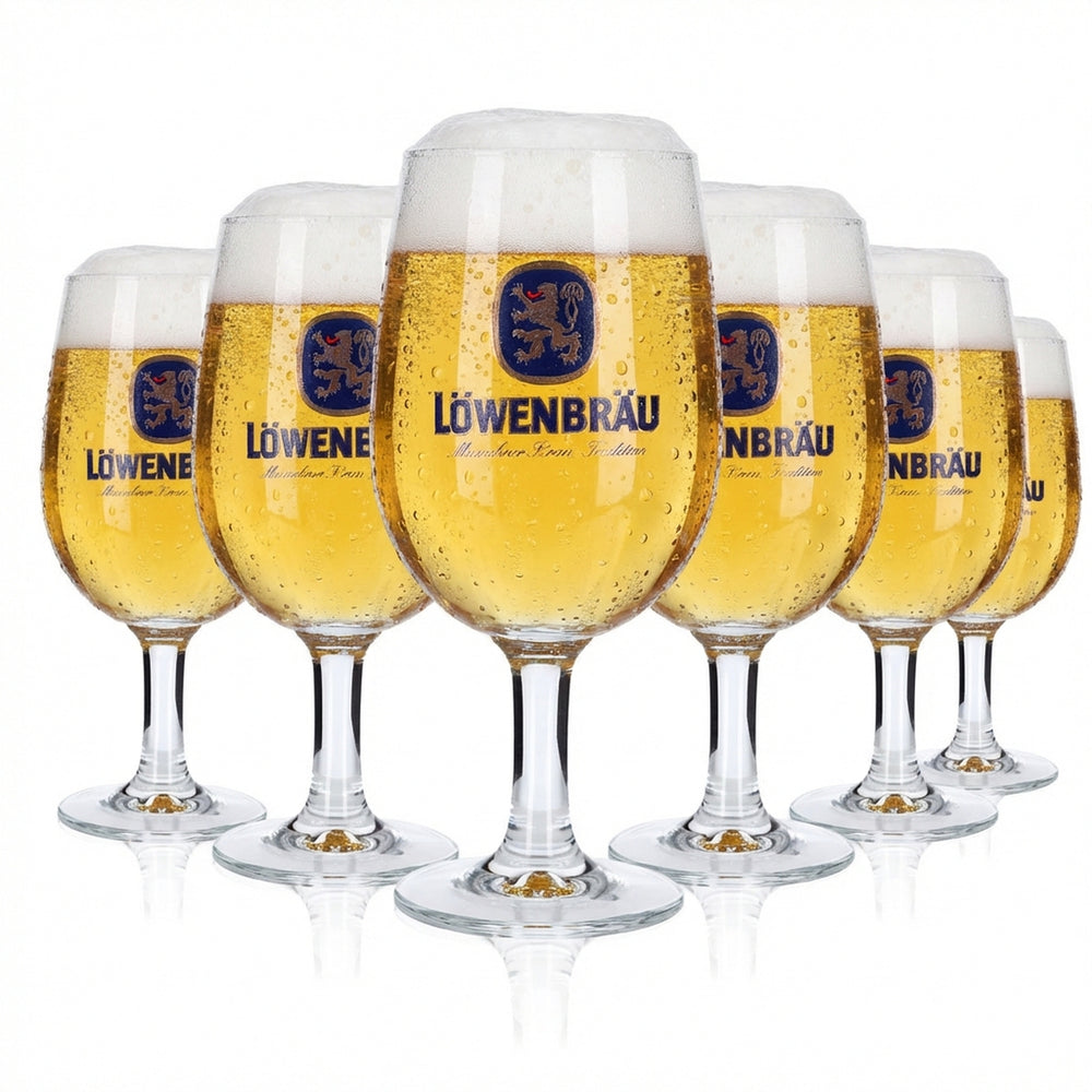 6 bicchieri Löwenbräu 0,4 l a forma di coppa Set di bicchieri a forma di tulipano Birrificio Baviera Gastronomia