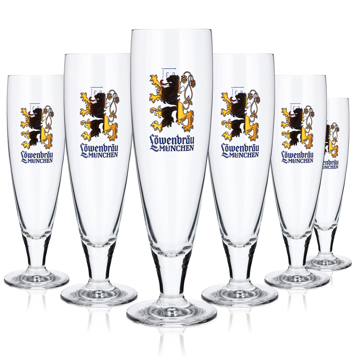 6 bicchieri da birra Löwenbräu 0,3 l con leone dorato Rastal Pegasus – Vista 5