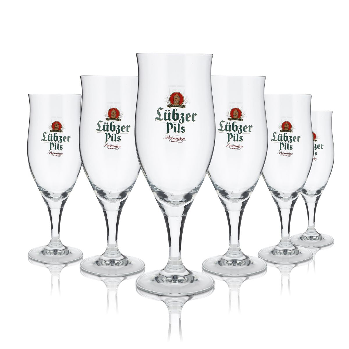 6 bicchieri Lübzer da 0,25 l Set esclusivo di bicchieri da birra a calice Birrificio Gastro
