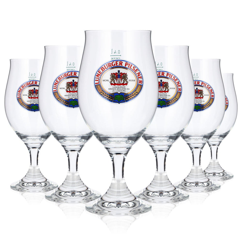 6 bicchieri da birra Pilsener di Lüneburg da 0,4 l, a forma di coppa a tulipano, Rastal