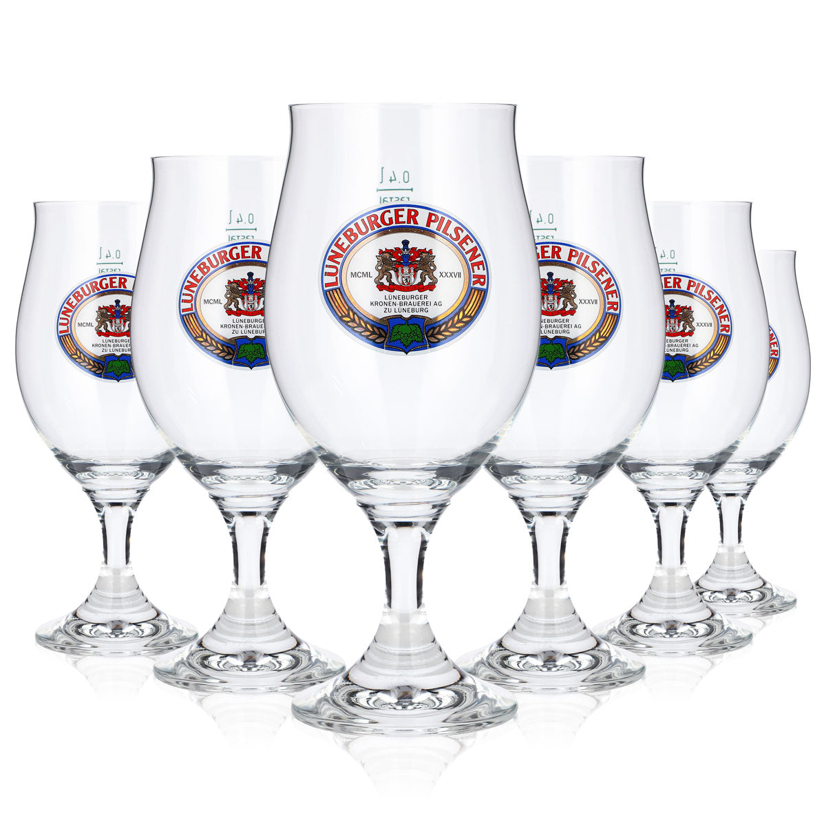 6 bicchieri da birra Pilsener di Lüneburg da 0,4 l, a forma di coppa a tulipano, Rastal