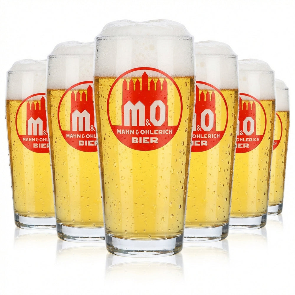 6 bicchieri da birra Mahn & Ohlerich 0,3 l con logo Willi-Becher in arancione Sahm