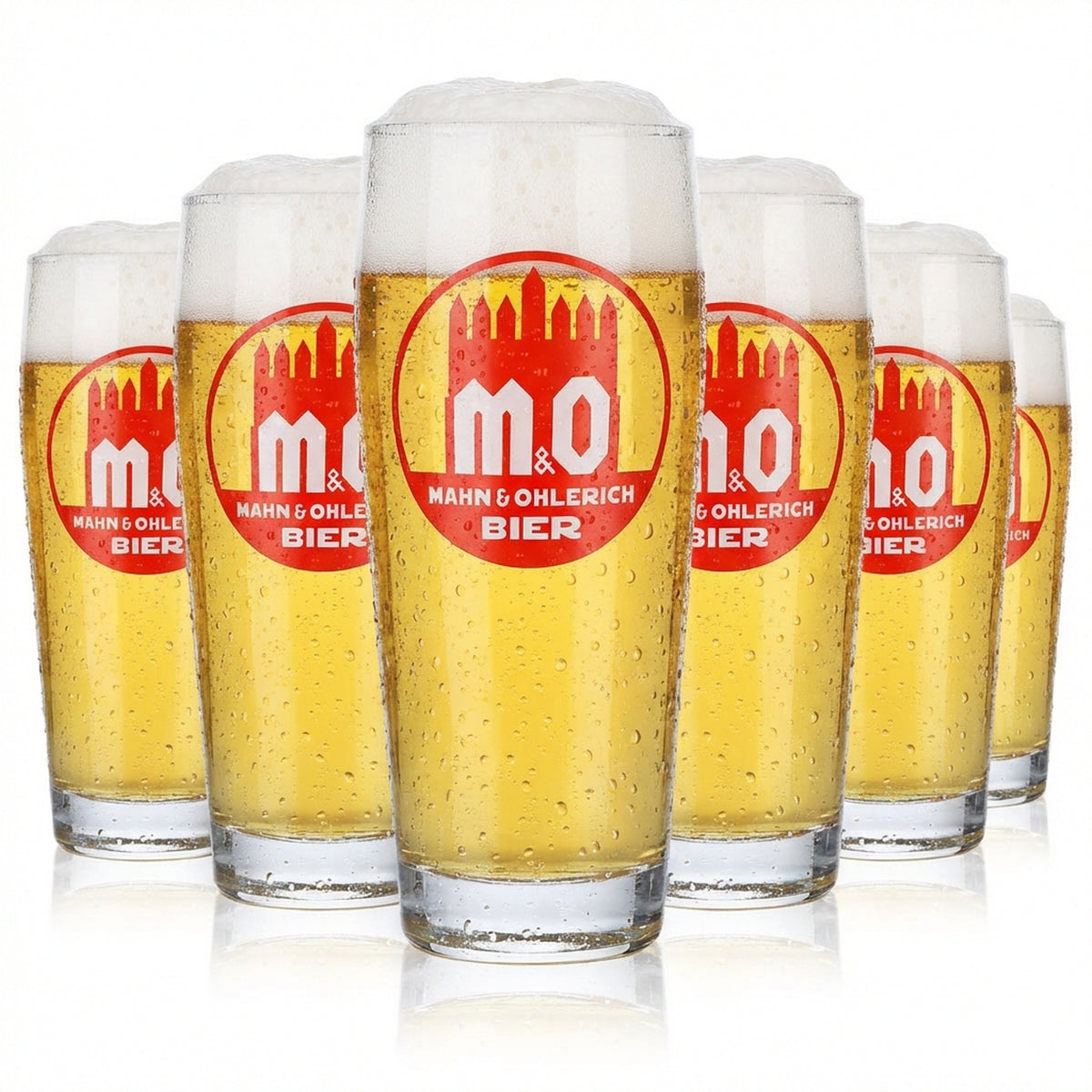 6 bicchieri da birra Mahn & Ohlerich da 0,5 l con logo Willi-Becher in arancione Sahm