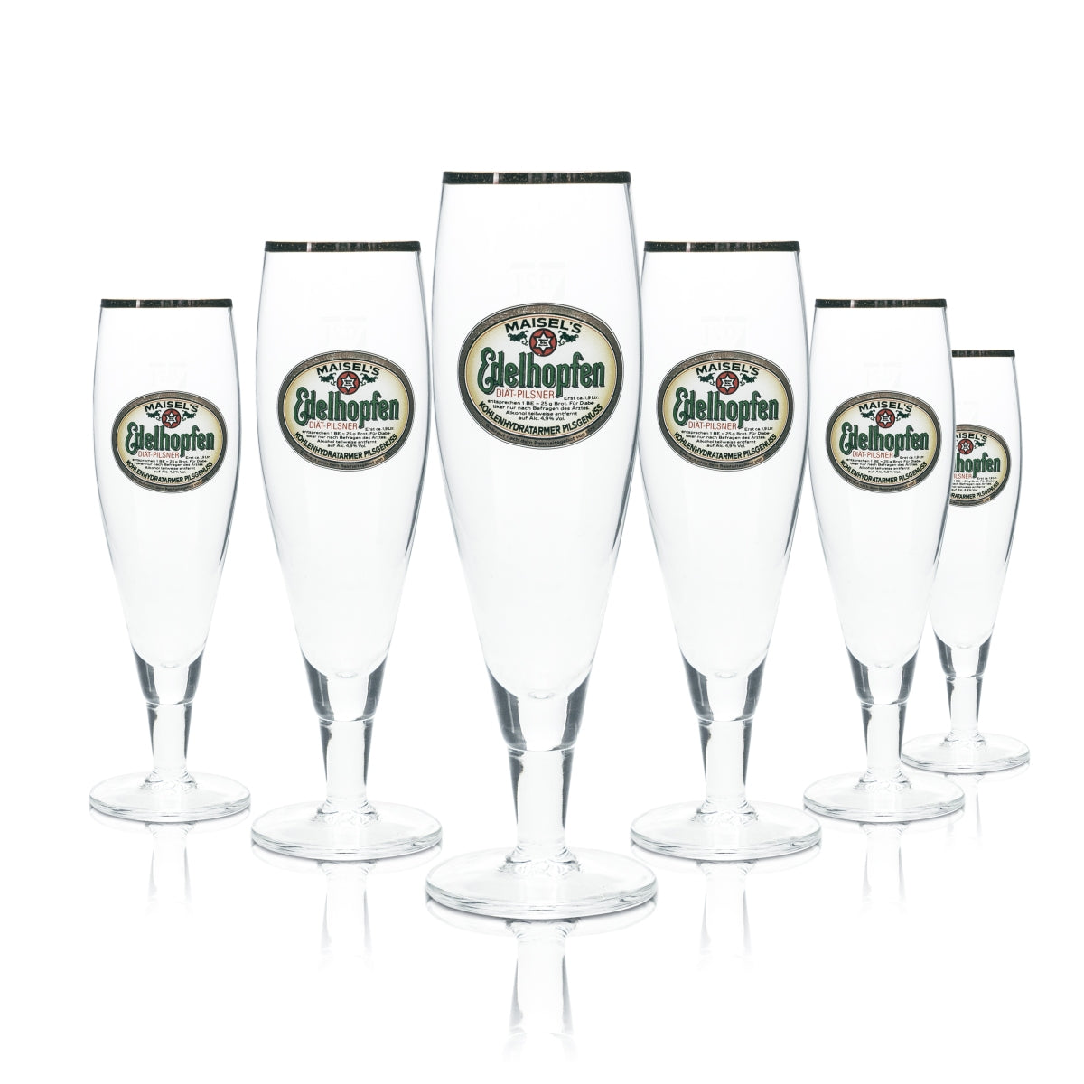 6 bicchieri Maiselsbräu 0,2 l birra calice tulipano bordo dorato bicchieri birrificio gastronomia