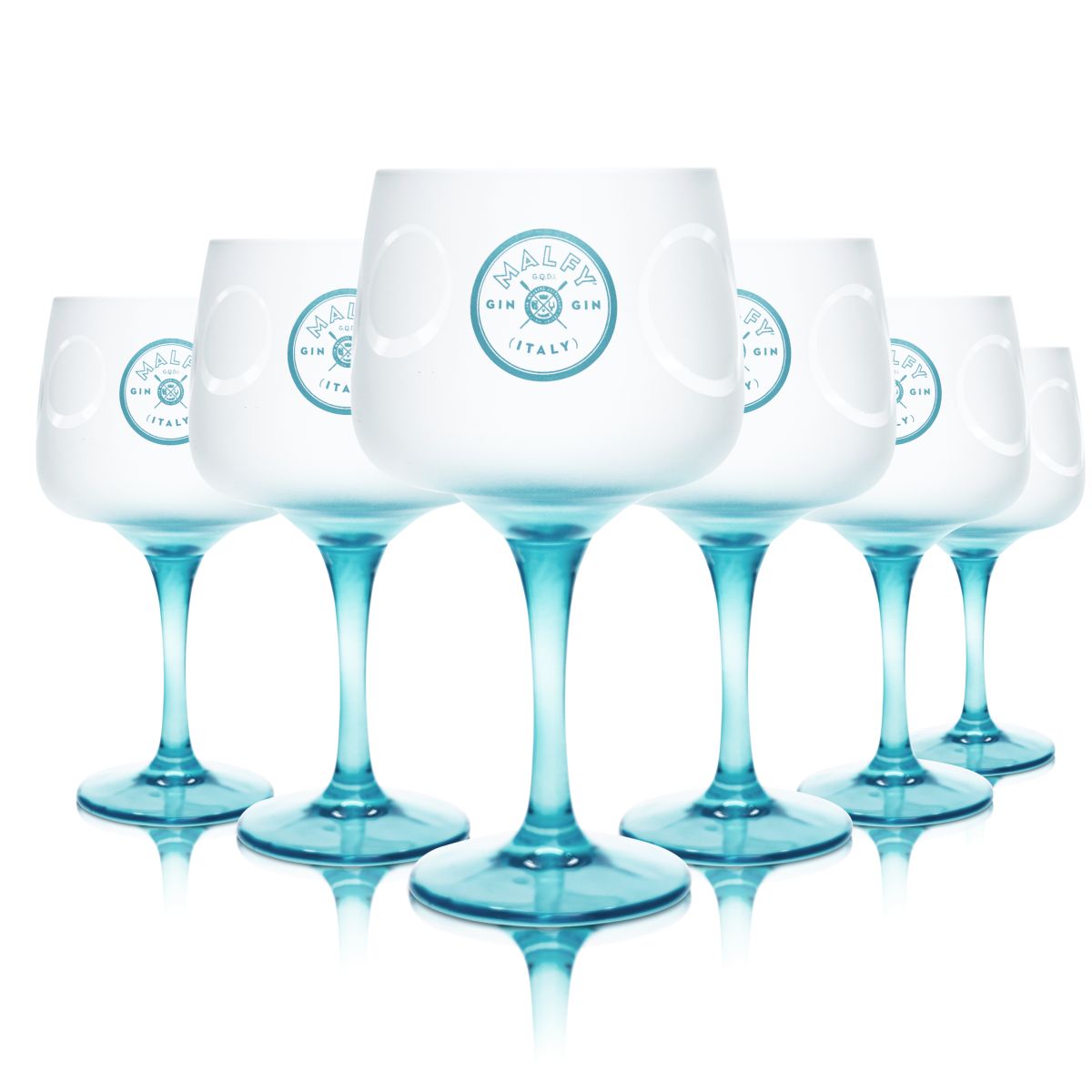 6 bicchieri da gin Malfy 0,6 l satinati a forma di palloncino Bicchieri da aperitivo Gin Tonic satinati frosted