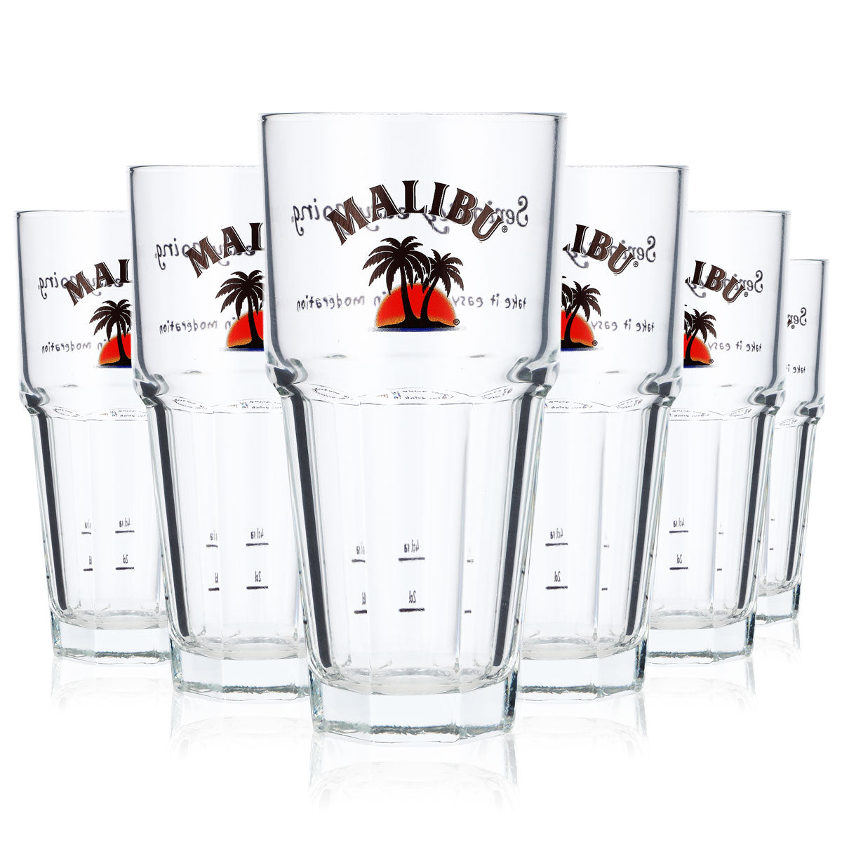 6 bicchieri da liquore Malibu da 0,35 l Bicchieri da cocktail Bicchieri da long drink Seriously easy going – Vista 6