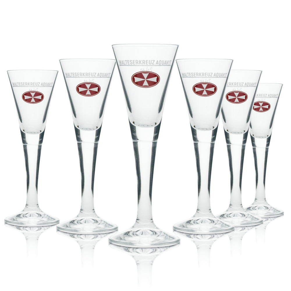 6 bicchierini da shot in vetro con croce maltese 2 cl