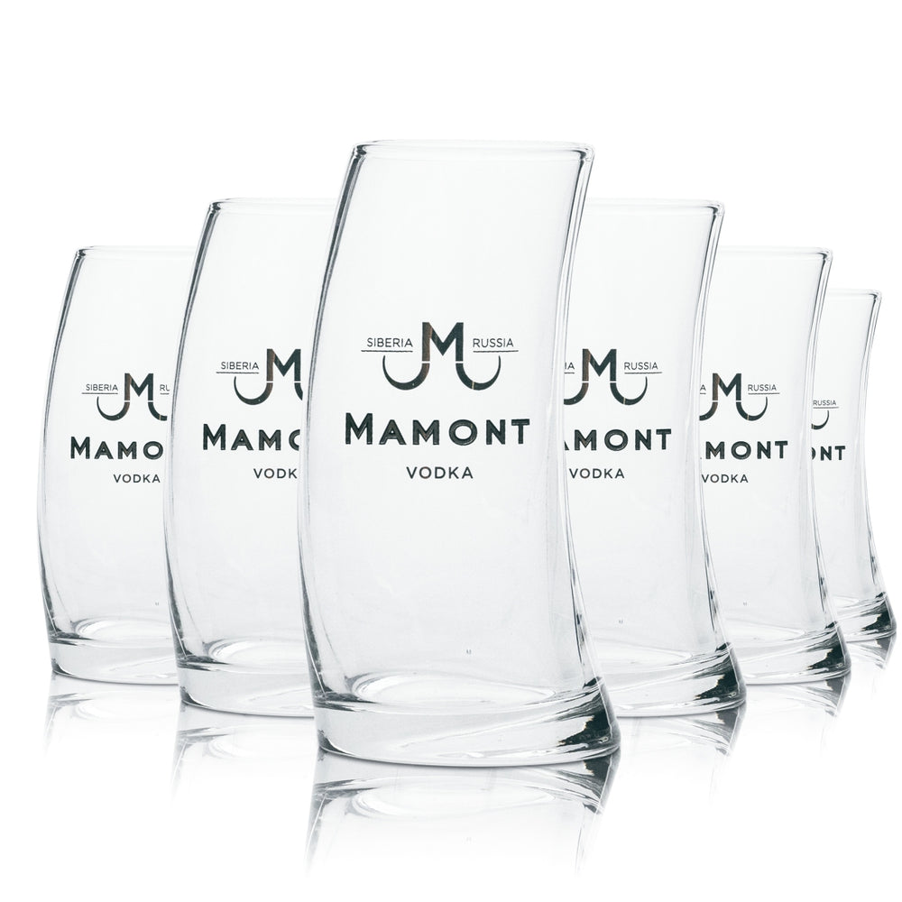 6 bicchieri da vodka Mamont 0,1 l Curved Stamper Bicchieri da shot corti Longdrink Russia