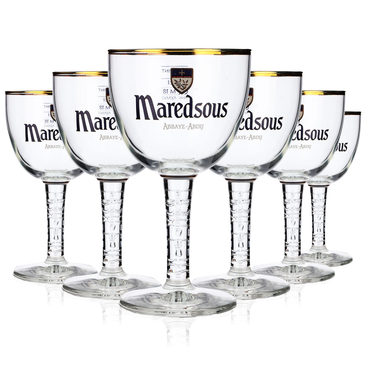 6 bicchieri da birra Maredsous Abbaya Bicchieri da birra 0,25 l Calice con bordo dorato