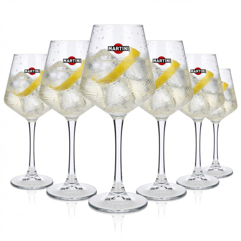 6 bicchieri da vermouth Martini con stelo 0,425 l Bicchieri da vino Design a rilievo HH Global