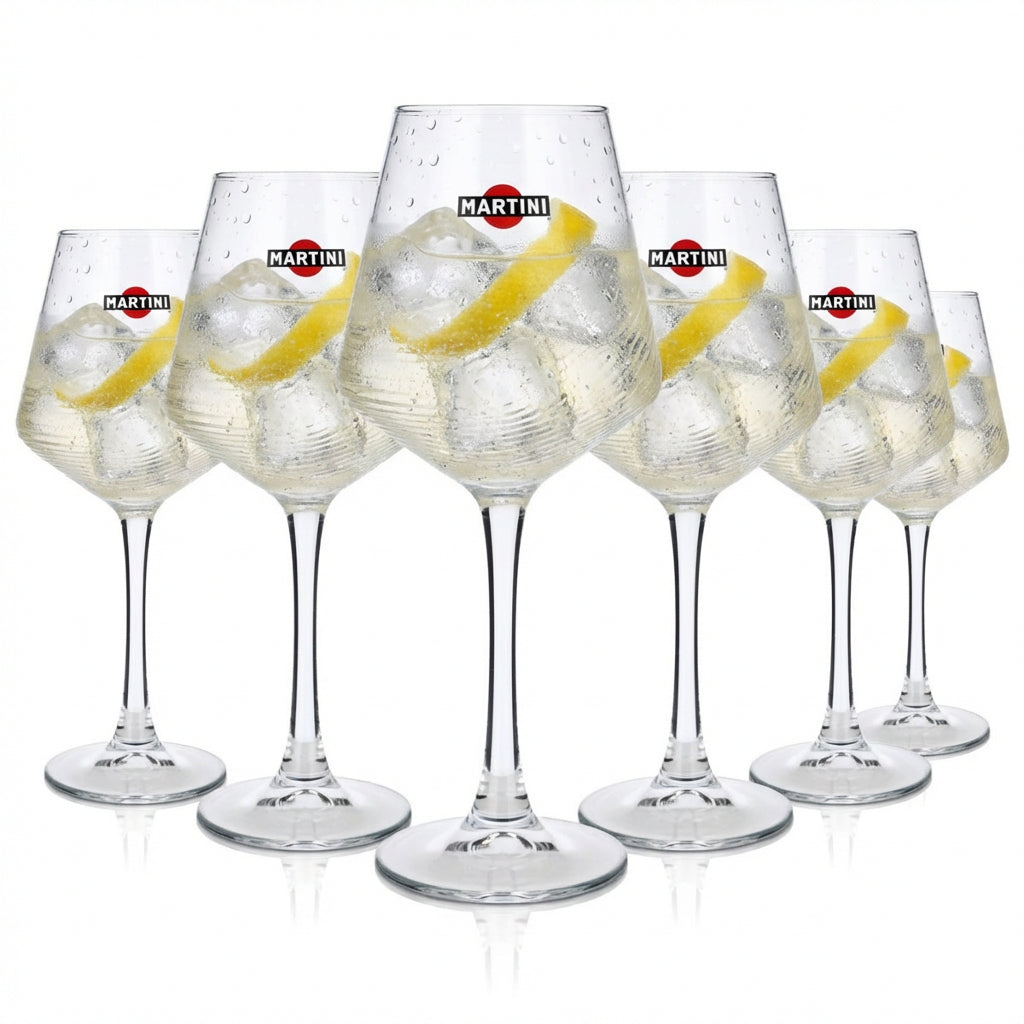 6 bicchieri da vermouth Martini con stelo 0,425 l Bicchieri da vino Design a rilievo HH Global
