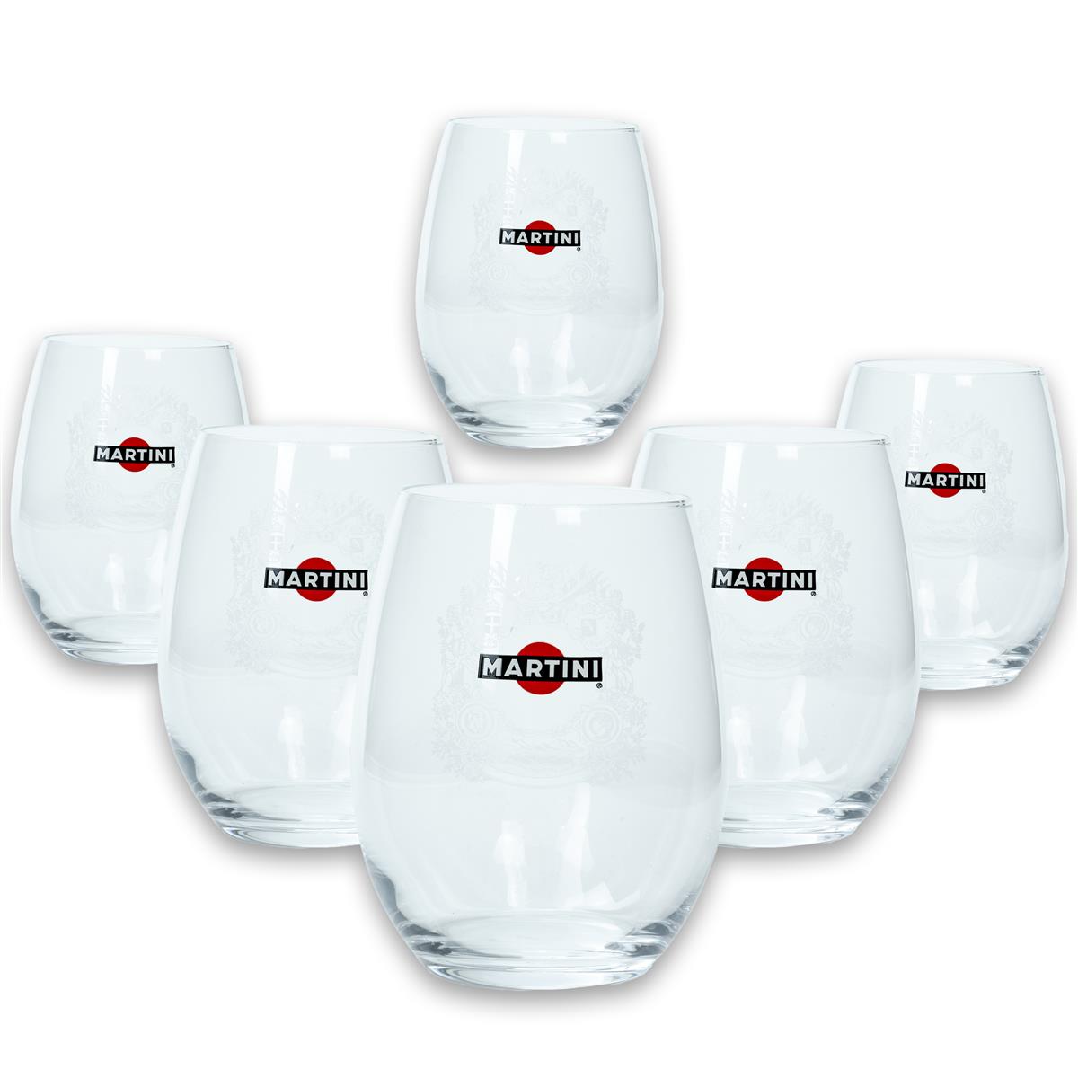 6 bicchieri tumbler Martini Wermut Prosecco 44,5 cl