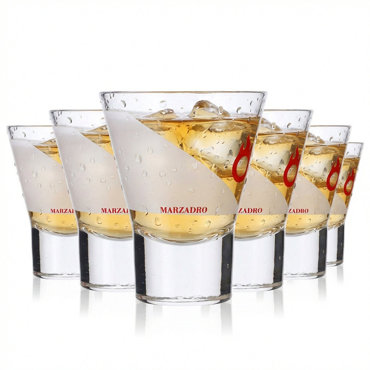 6 bicchieri da grappa Marzadro 4 cl Tumbler/bicchiere Logo rosso
